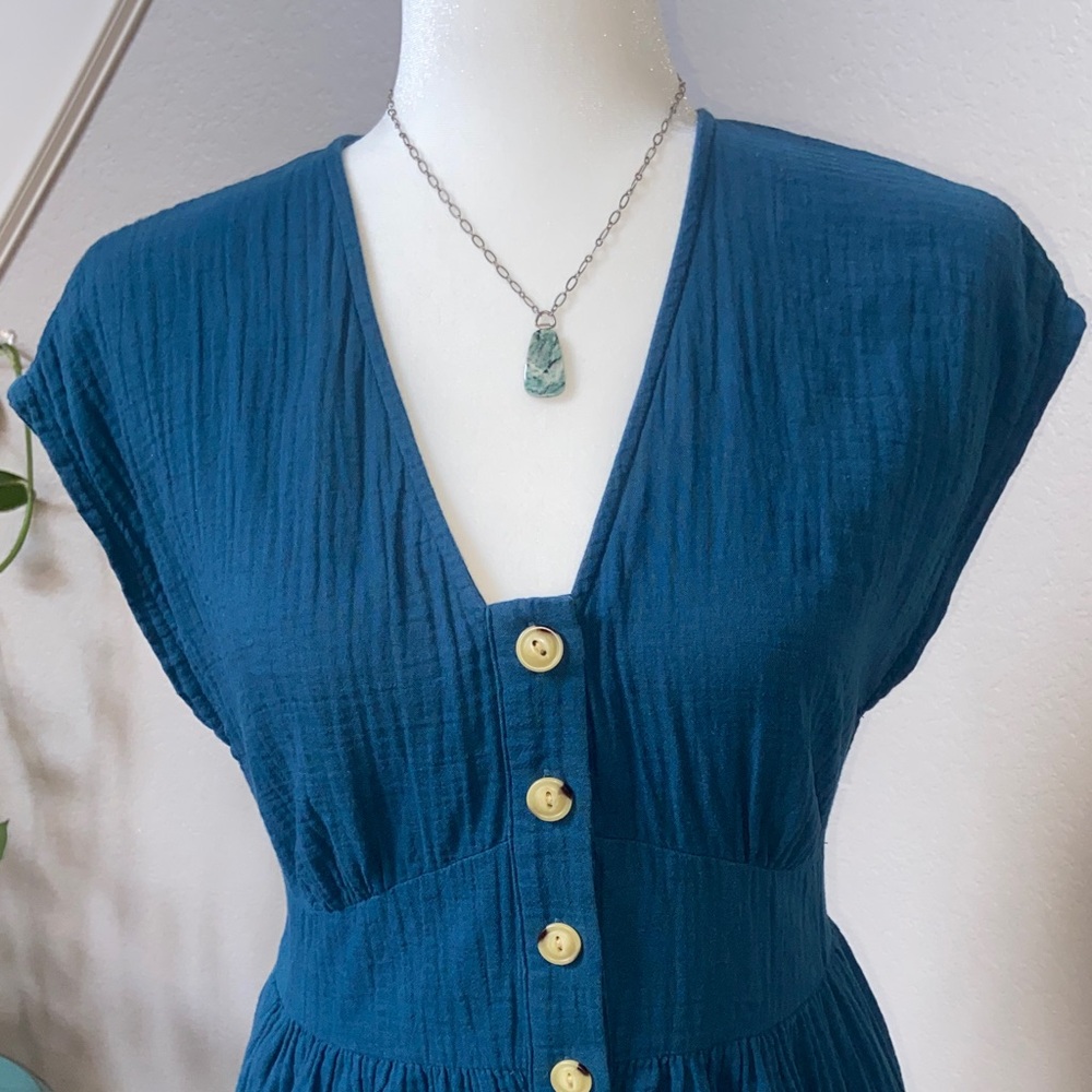 Universal Thread Teal Blue Button-Front Jumpsuit